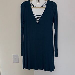BP Teal Long Sleeve V-Neck Dress